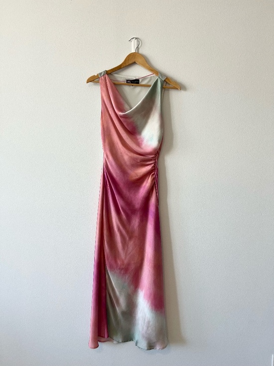Zara Dresses & Skirts - Zara Tie Dye Print Midi Dress – Blue & Pink, Size Small